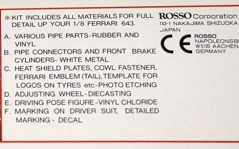 Rosso 1/8 Ferrari 643 F1 kit "Grade Up Parts Set"
