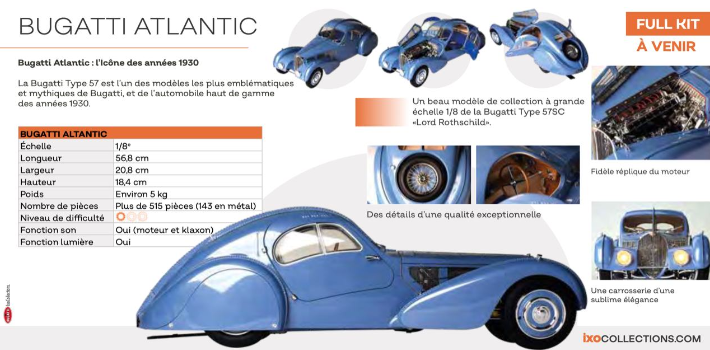 IXO Bugatti Type 57 T57 Atlantic 1/8 1:8 scale model car kit