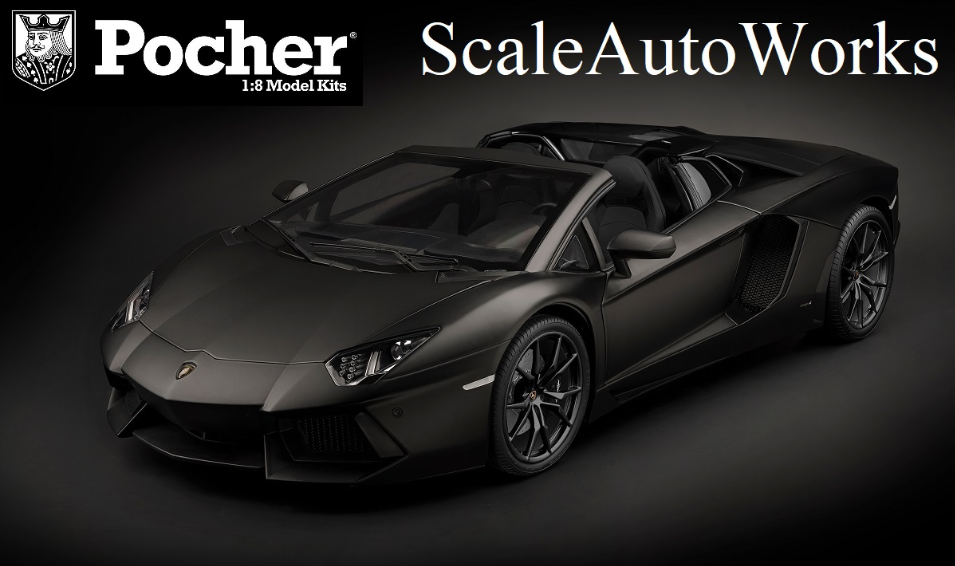 Pocher HK121 Lamborghini Aventador Roadster matte black kit Pocher HK121 Lamborghini Aventador Roadster matte black kit