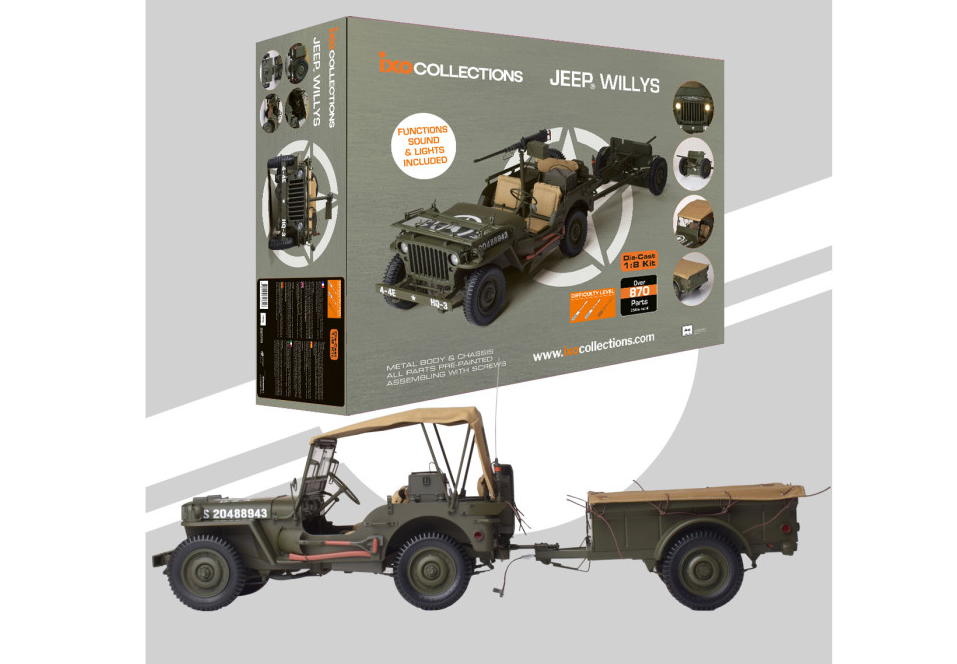 IXO 1/8 scale Willys Jeep & trailer kit